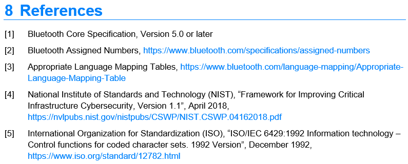 Example of a References section